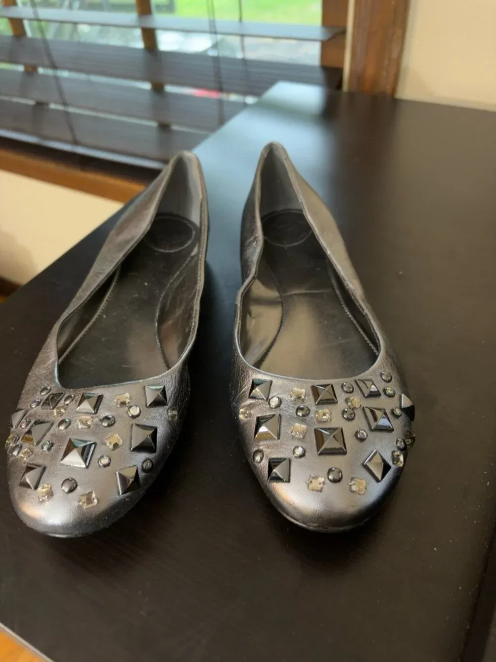 BCBG Generation Metallic Embellished Ballet Flats – Size 7.5